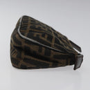 FENDI Zucca Canvas Pouch Black Brown Auth 117119-3