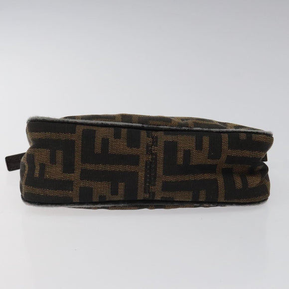 FENDI Zucca Canvas Pouch Black Brown Auth 117119