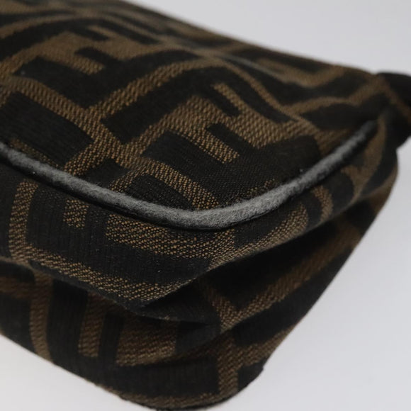 FENDI Zucca Canvas Pouch Black Brown Auth 117119