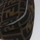 FENDI Zucca Canvas Pouch Black Brown Auth 117119-14