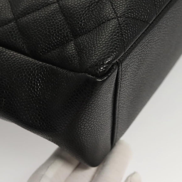 CHANEL Matelasse Chain Tote Bag Caviar Skin Black Gold CC Auth 117131AM