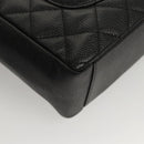 CHANEL Matelasse Chain Tote Bag Caviar Skin Black Gold CC Auth 117131AM-16