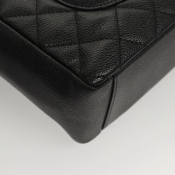 CHANEL Matelasse Chain Tote Bag Caviar Skin Black Gold CC Auth 117131AM