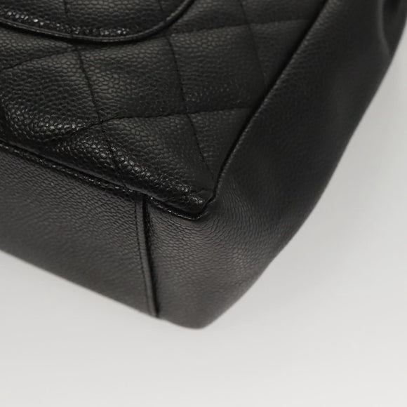 CHANEL Matelasse Chain Tote Bag Caviar Skin Black Gold CC Auth 117131AM