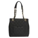 CHANEL Matelasse Chain Tote Bag Caviar Skin Black Gold CC Auth 117131AM-2