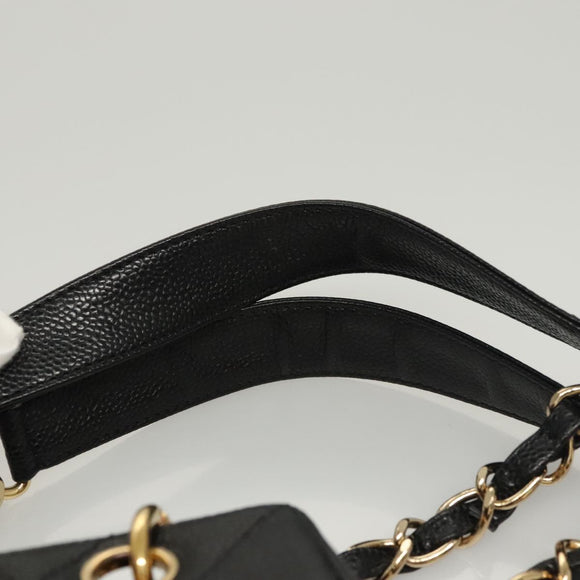CHANEL Matelasse Chain Tote Bag Caviar Skin Black Gold CC Auth 117131AM