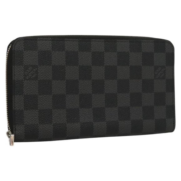 LOUIS VUITTON Damier Graphite Zippy Organizer Long Wallet N63077 Auth 117148SM
