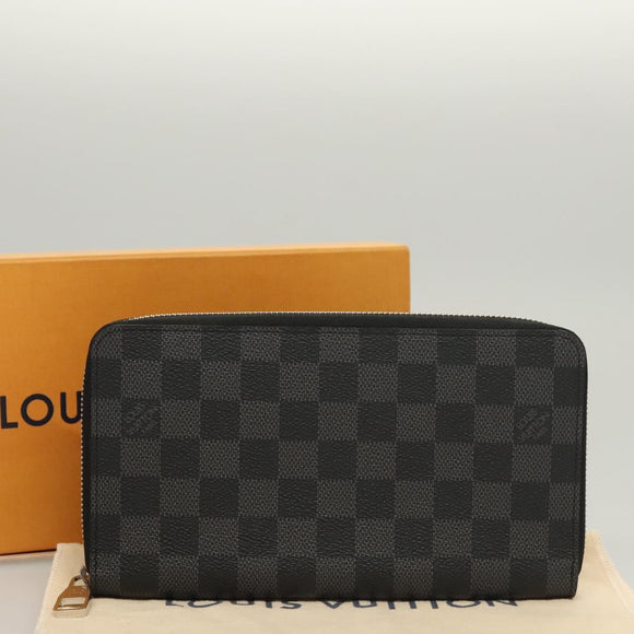 LOUIS VUITTON Damier Graphite Zippy Organizer Long Wallet N63077 Auth 117148SM