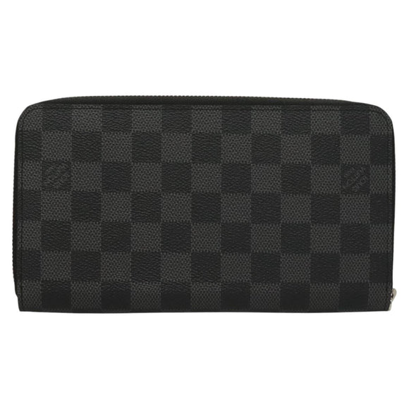 LOUIS VUITTON Damier Graphite Zippy Organizer Long Wallet N63077 Auth 117148SM