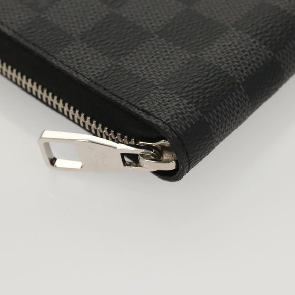 LOUIS VUITTON Damier Graphite Zippy Organizer Long Wallet N63077 Auth 117148SM