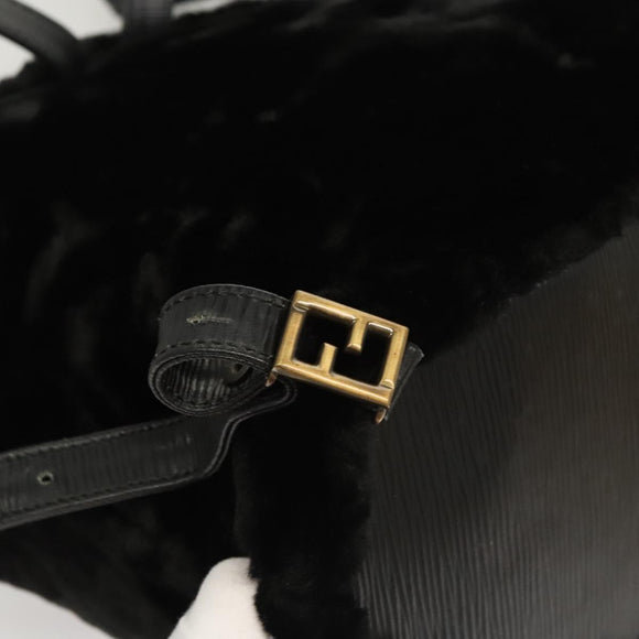 FENDI Backpack Leather Black Auth 117165