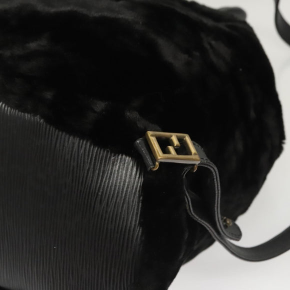 FENDI Backpack Leather Black Auth 117165