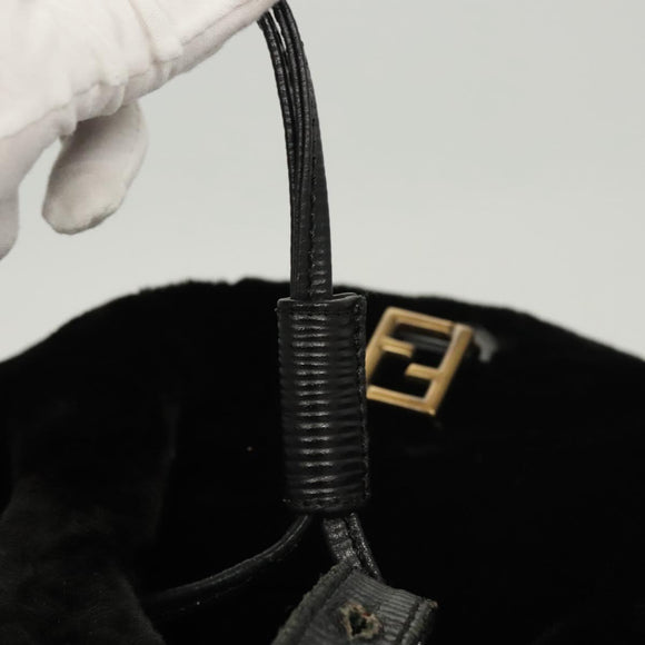 FENDI Backpack Leather Black Auth 117165