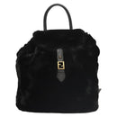 FENDI Backpack Leather Black Auth 117165-13