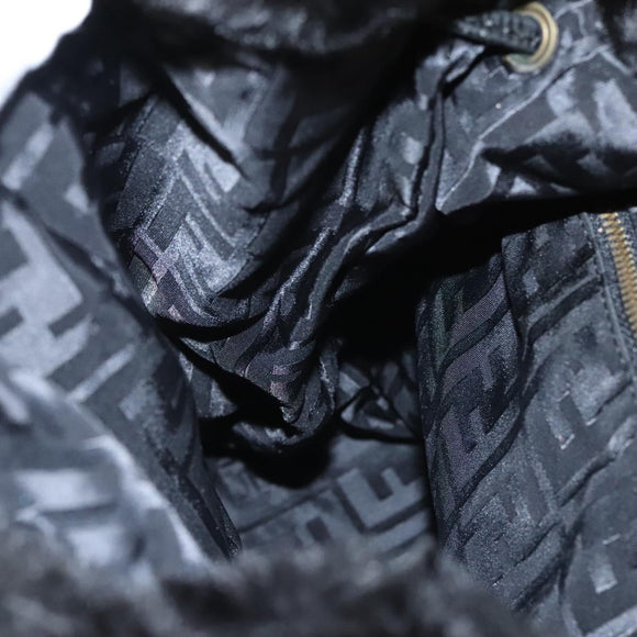 FENDI Backpack Leather Black Auth 117165