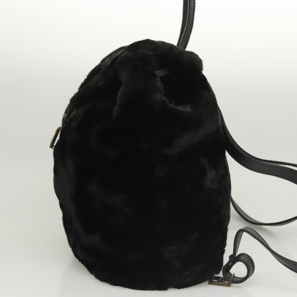 FENDI Backpack Leather Black Auth 117165