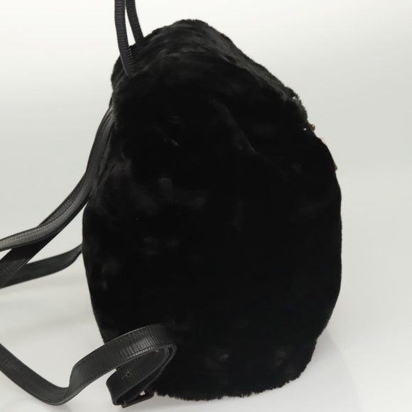 FENDI Backpack Leather Black Auth 117165