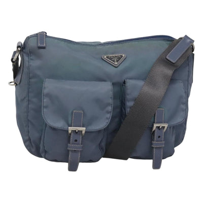 PRADA Shoulder Bag Nylon Light Blue Auth 117196