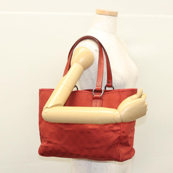 GUCCI GG Canvas Shoulder Bag Red 113017 Auth 117199