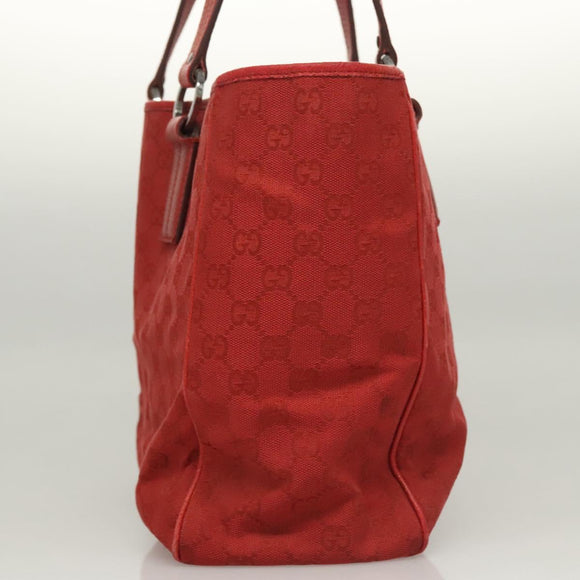 GUCCI GG Canvas Shoulder Bag Red 113017 Auth 117199
