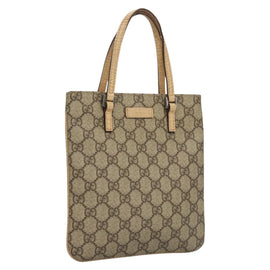 GUCCI GG Supreme Hand Bag PVC Leather Beige 114600 Auth 117203