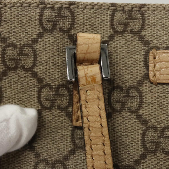 GUCCI GG Supreme Hand Bag PVC Leather Beige 114600 Auth 117203