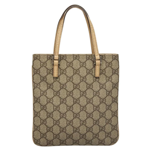 GUCCI GG Supreme Hand Bag PVC Leather Beige 114600 Auth 117203
