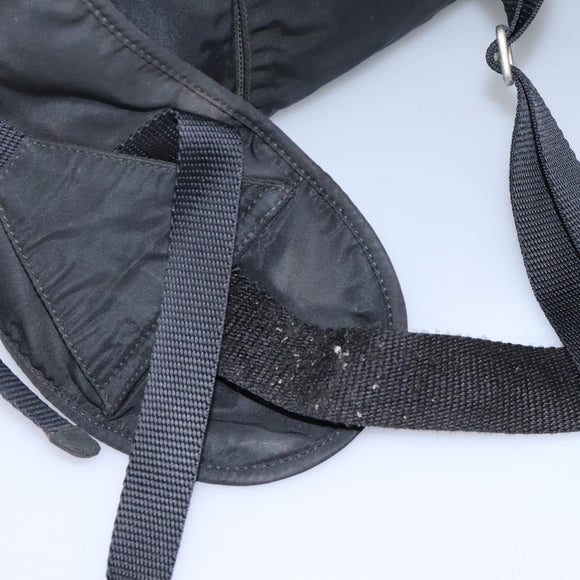PRADA Hand Bag Nylon 2way Black Silver Auth 117219