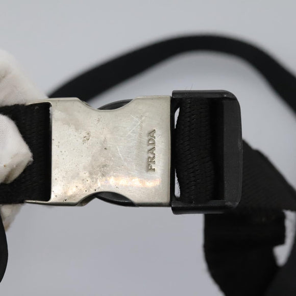 PRADA Hand Bag Nylon 2way Black Silver Auth 117219