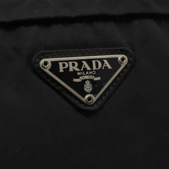PRADA Hand Bag Nylon 2way Black Silver Auth 117219