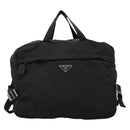 PRADA Hand Bag Nylon 2way Black Silver Auth 117219-13