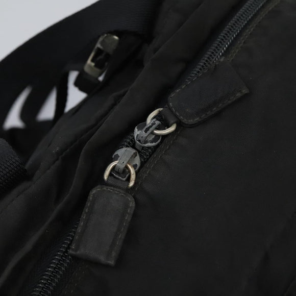 PRADA Hand Bag Nylon 2way Black Silver Auth 117219