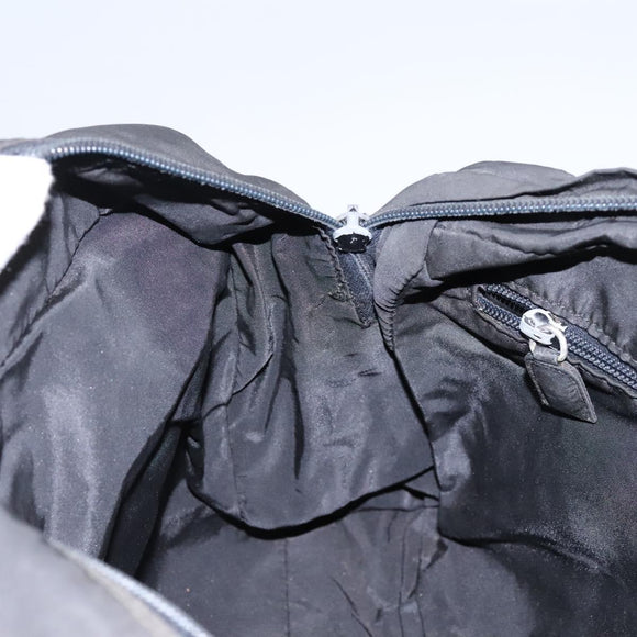 PRADA Hand Bag Nylon 2way Black Silver Auth 117219