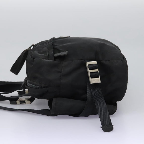 PRADA Hand Bag Nylon 2way Black Silver Auth 117219