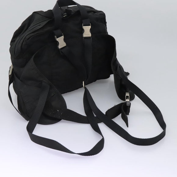 PRADA Hand Bag Nylon 2way Black Silver Auth 117219