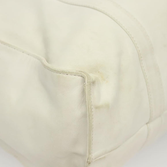 PRADA Hand Bag Leather White Auth 117223