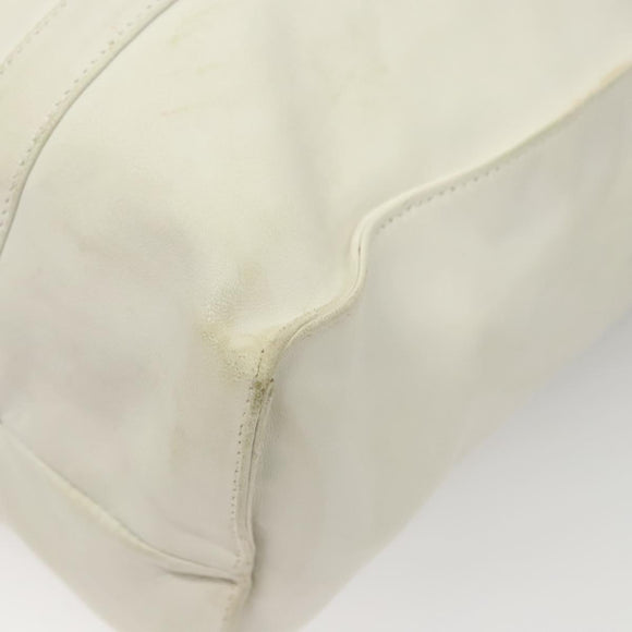 PRADA Hand Bag Leather White Auth 117223