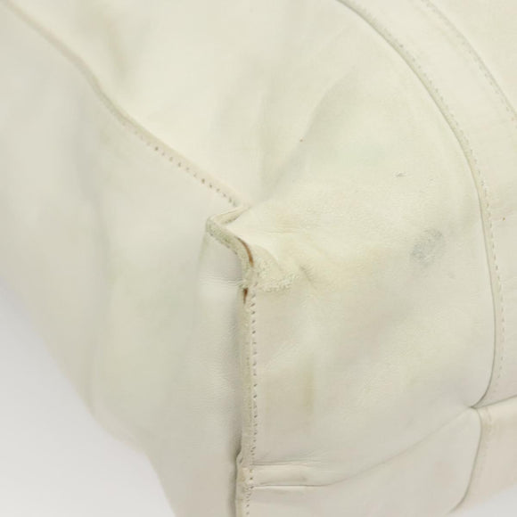 PRADA Hand Bag Leather White Auth 117223