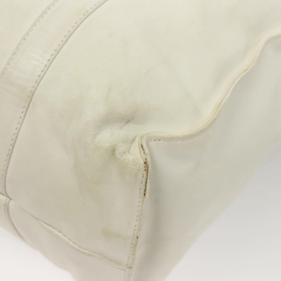PRADA Hand Bag Leather White Auth 117223