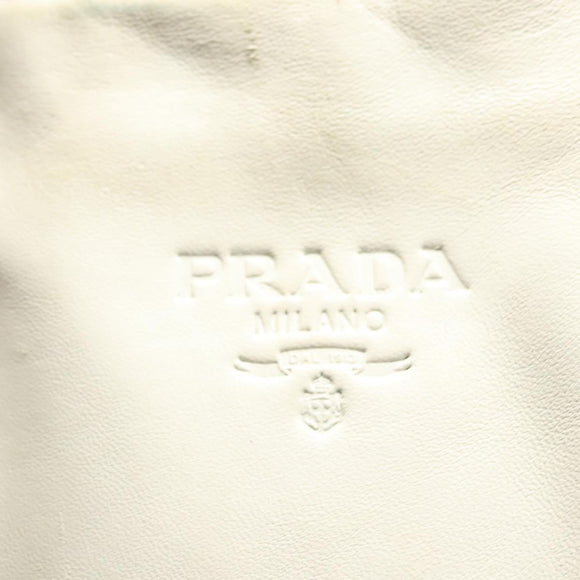 PRADA Hand Bag Leather White Auth 117223