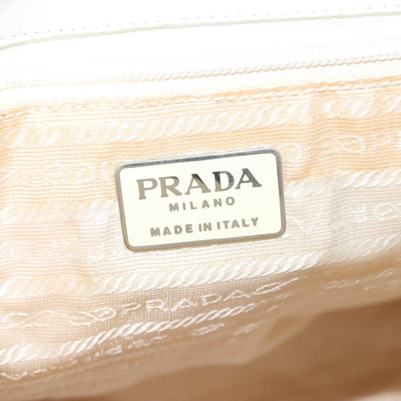 PRADA Hand Bag Leather White Auth 117223
