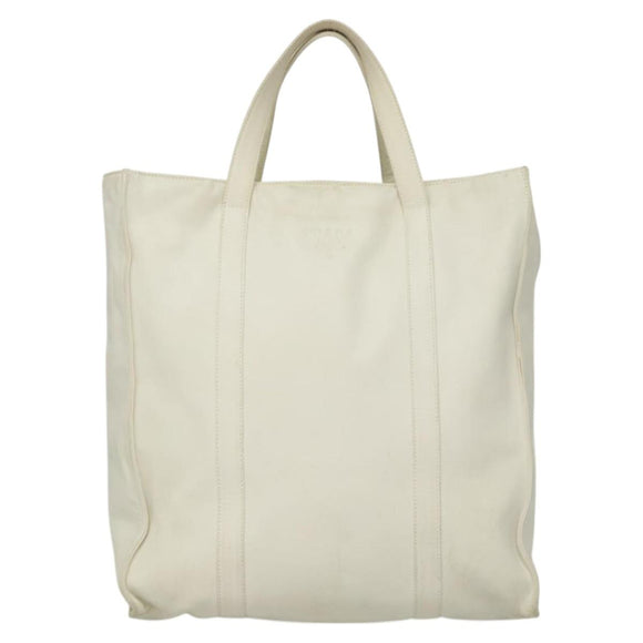PRADA Hand Bag Leather White Auth 117223