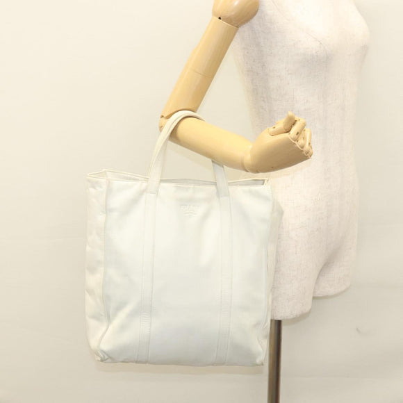 PRADA Hand Bag Leather White Auth 117223