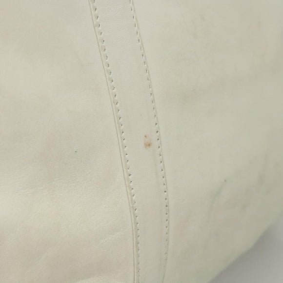 PRADA Hand Bag Leather White Auth 117223