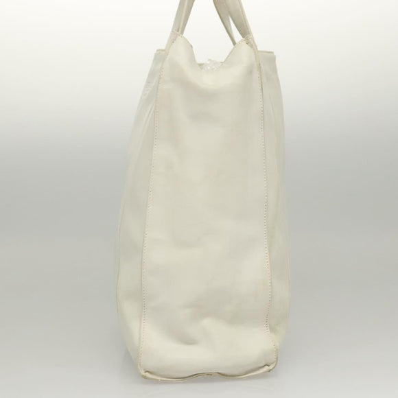 PRADA Hand Bag Leather White Auth 117223