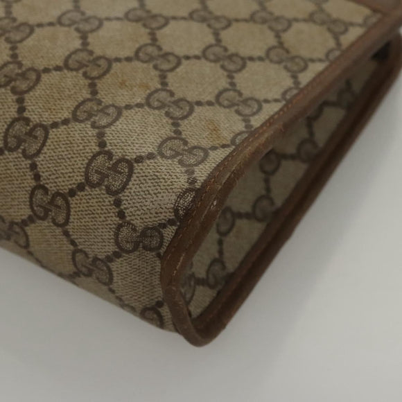GUCCI GG Supreme Clutch Bag PVC Beige 111 01 037 Auth 117224