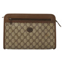 GUCCI GG Supreme Clutch Bag PVC Beige 111 01 037 Auth 117224-2
