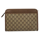 GUCCI GG Supreme Clutch Bag PVC Beige 111 01 037 Auth 117224-3