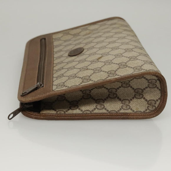 GUCCI GG Supreme Clutch Bag PVC Beige 111 01 037 Auth 117224