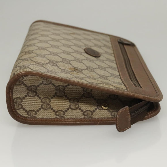 GUCCI GG Supreme Clutch Bag PVC Beige 111 01 037 Auth 117224